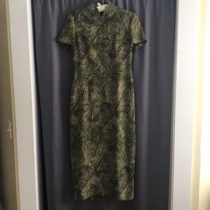 Olive Leopard Print Dana Buchman Dress